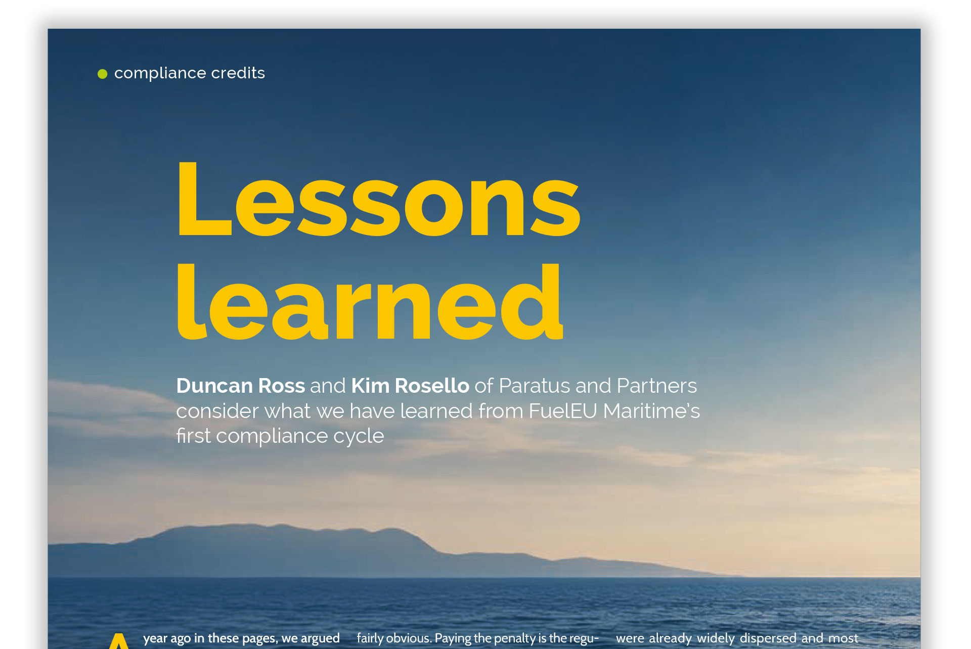 Ship Energy - Lessons Learned